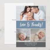 Dusty Blue Vielen Dank, Baby Foto Ankündigung (Vorne/Hinten)