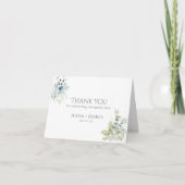 Dusty Blue Vielen Dank | Eleganter Blumenfrühling Dankeskarte (Vorderseite)