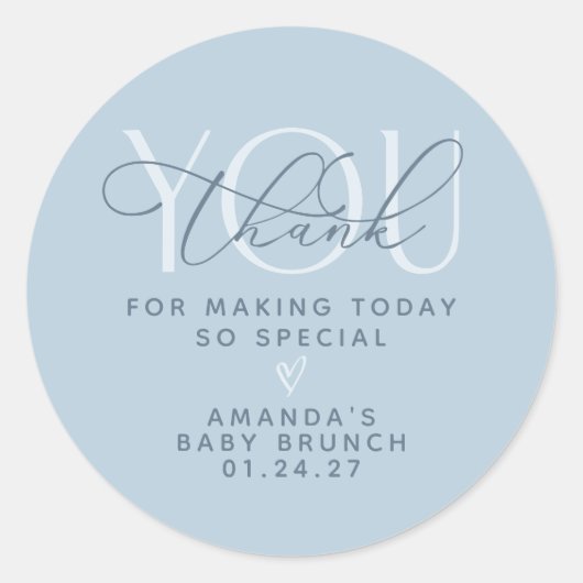 Dusty Blue Vielen Dank Runder Aufkleber (Vorderseite)