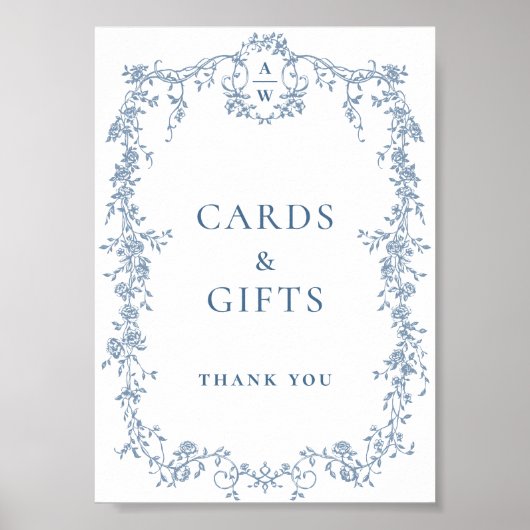Dusty Blue Viktorianisch Cards and Gifts Wedding S Poster (Vorne)