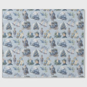 Dusty Blue Viktorianisch Christmas Wrapping Paper Geschenkpapier (Flach)