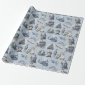 Dusty Blue Viktorianisch Christmas Wrapping Paper Geschenkpapier (Ungerollt)