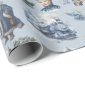 Dusty Blue Viktorianisch Christmas Wrapping Paper Geschenkpapier (Rolleneckpunkt)