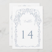 Dusty Blue Viktorianisch Frame Tischnummer (Vorne/Hinten)