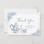 Dusty Blue Viktorianisch Garden Brautparty Tea Dankeskarte (Vorderseite)
