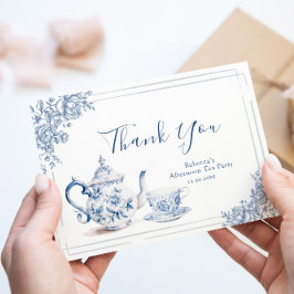 Dusty Blue Viktorianisch Garden Brautparty Tea Dankeskarte