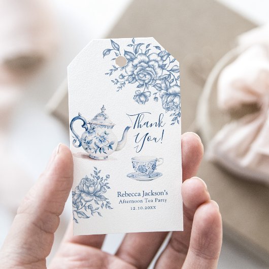 Dusty Blue Viktorianisch Garden Bridal Tee Vielen Geschenkanhänger