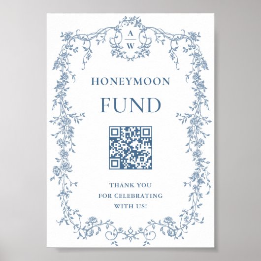 Dusty Blue Viktorianisch Honeymoon Fund Wedding Si Poster (Vorne)