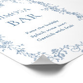 Dusty Blue Viktorianisch Mimosa Bar Wedding Sign Poster (Ecke)