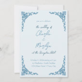Dusty Blue Vintag aussehende Hochzeit Einladung (Vorderseite)