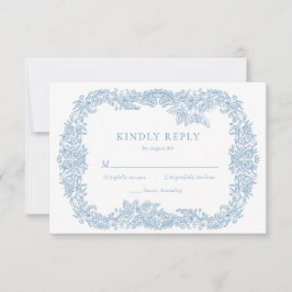 Dusty Blue Vintag Baroque Floral Replik RSVP Karte