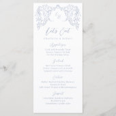 Dusty Blue Vintag Blüh Monogram Wedding Menükarte (Vorderseite)