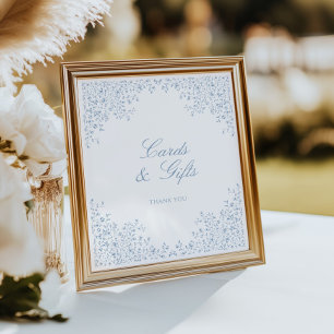 Dusty Blue Vintag Border Wedding Cards & Gifts Poster
