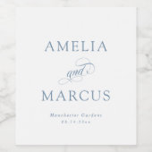 Dusty Blue Vintag Calligraphy Wedding Weinetikett (Einzelnes Label)