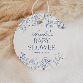 Dusty Blue Vintag Chinoiserie Babydusche Geschenkanhänger