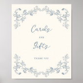 Dusty Blue Vintag Chinoiserie Karten und Geschenke Poster (Vorne)