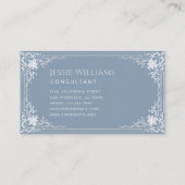 Dusty Blue Vintag Elegant Script Calligraphy Visitenkarte (Rückseite)