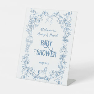 Dusty Blue Vintag Floral Baby Dusche Empfang Sockelschild