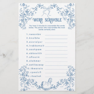 Dusty Blue Vintag Floral Baby Scramble Game