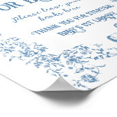 Dusty Blue Vintag Floral Baby Showbook Poster (Ecke)