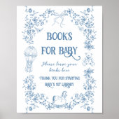 Dusty Blue Vintag Floral Baby Showbook Poster (Vorne)
