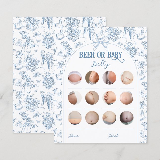 Dusty Blue Vintag Floral Beer oder Baby Bly Game (Vorne/Hinten)