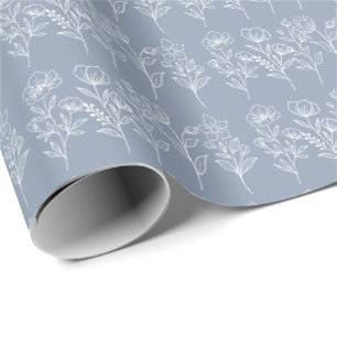Dusty Blue Vintag Floral Bridal Hochzeiten Geschenkpapier