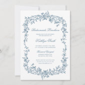 Dusty Blue Vintag Floral Bridesmaids Luncheon Einladung (Vorderseite)