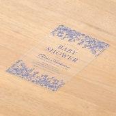 Dusty Blue Vintag Floral Chinoiserie Babydusche Acryleinladungen (Ablage )