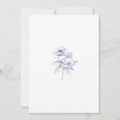 Dusty Blue Vintag Floral Chinoiserie Babydusche Einladung (Rückseite)