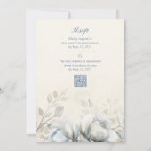 Dusty Blue Vintag Floral Elegante Hochzeit Einladung (Rückseite)