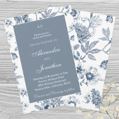 Dusty Blue Vintag Floral French Wedding Einladung