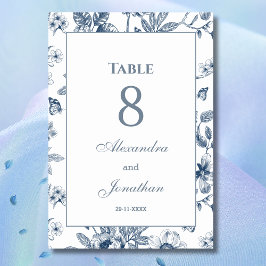 Dusty Blue Vintag Floral French Wedding Tischnummer