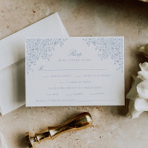 Dusty Blue Vintag Floral Line Art