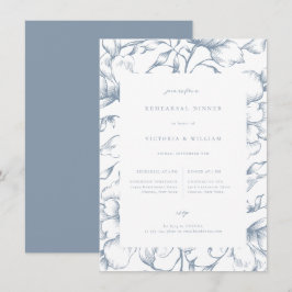 Dusty Blue Vintag Floral Probe Dinner Ankündigung