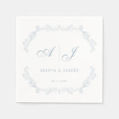 Dusty Blue Vintag Floral Romantic Wedding Serviette (Vorderseite)