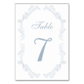 Dusty Blue Vintag Floral Romantic Wedding Tischnummer (Rückseite)