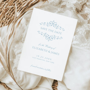 Dusty Blue Vintag Floral Save The Date