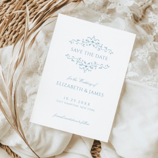 Dusty Blue Vintag Floral Save The Date
