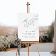 Dusty Blue Vintag Floral Songbird Wedding Willkomm