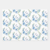 Dusty Blue Vintag Floral Wedding Geschenkpapier Set (Vorderseite 2)