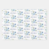 Dusty Blue Vintag Floral Wedding Geschenkpapier Set (Vorderseite)