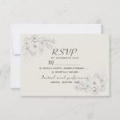 Dusty Blue Vintag Floral Wedding RSVP Card (Vorderseite)