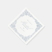 Dusty Blue Vintag Frame Elegantes Brautparty Serviette (Ecke)