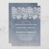 Dusty Blue Vintag Lace Probe Dinner Einladung (Vorne/Hinten)