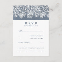 Dusty Blue Vintag Lace Wedding RSVP