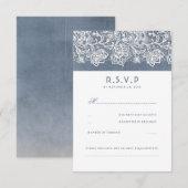 Dusty Blue Vintag Lace Wedding RSVP Karte (Vorne/Hinten)