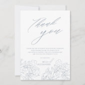 Dusty Blue Vintag Modern Floral Wedding Dankeskarte (Vorderseite)