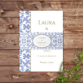 Dusty Blue Vintag Pattern Einladungsbanderole