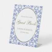 Dusty Blue Vintag Style Gästebuchunterschrift Sockelschild (Vorderseite)